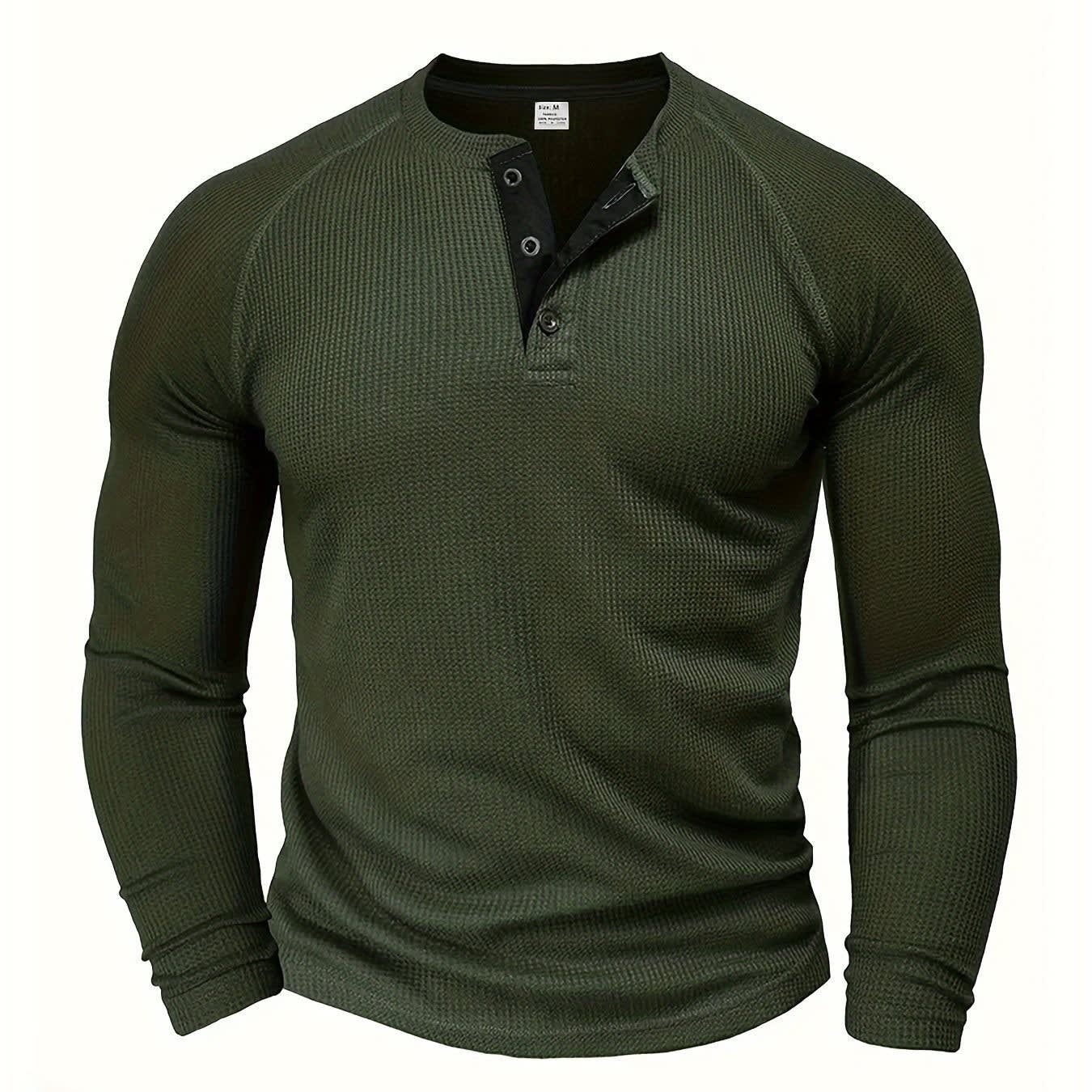 Hanley Waffle Texture Long Sleeve Henley_1