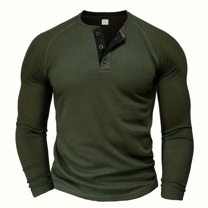 Hanley Waffle Texture Long Sleeve Henley_1