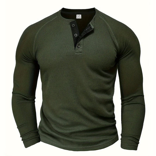 Hanley Waffle Texture Long Sleeve Henley_1