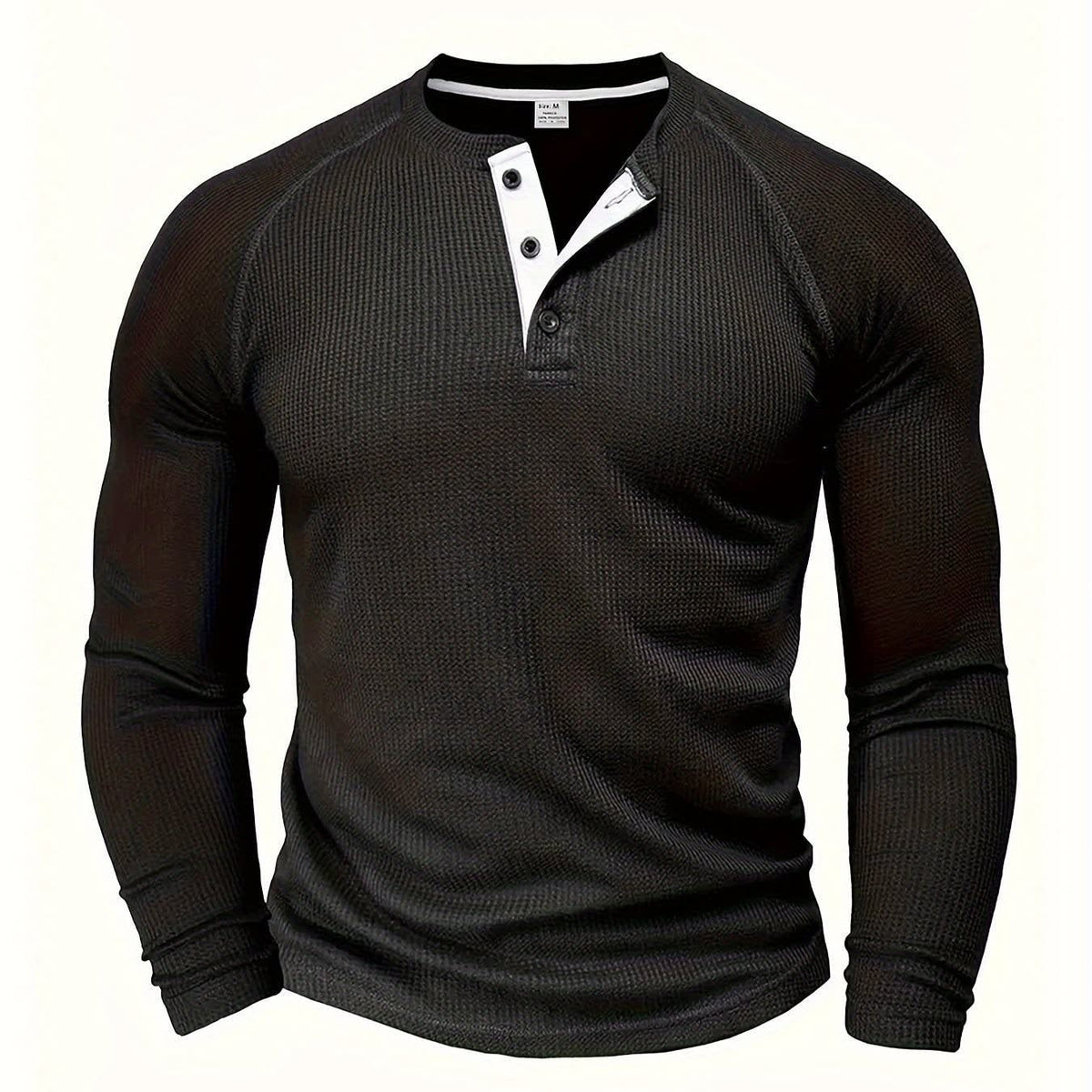 Hanley Waffle Texture Long Sleeve Henley