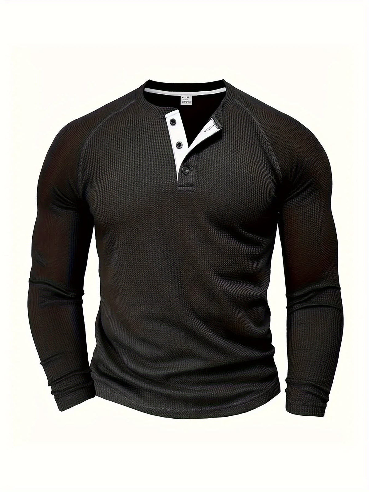 Hanley Waffle Texture Long Sleeve Henley