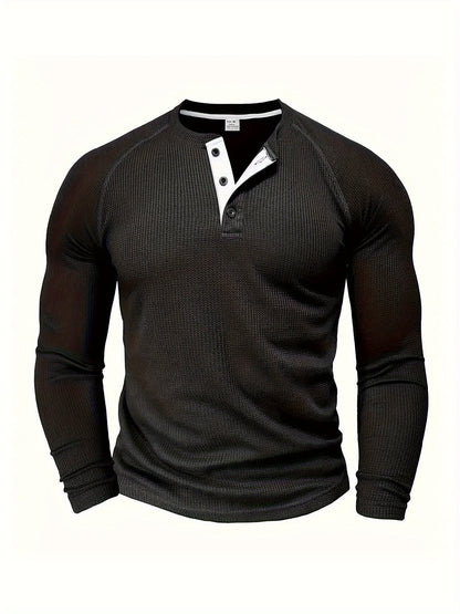 Hanley Waffle Texture Long Sleeve Henley_13