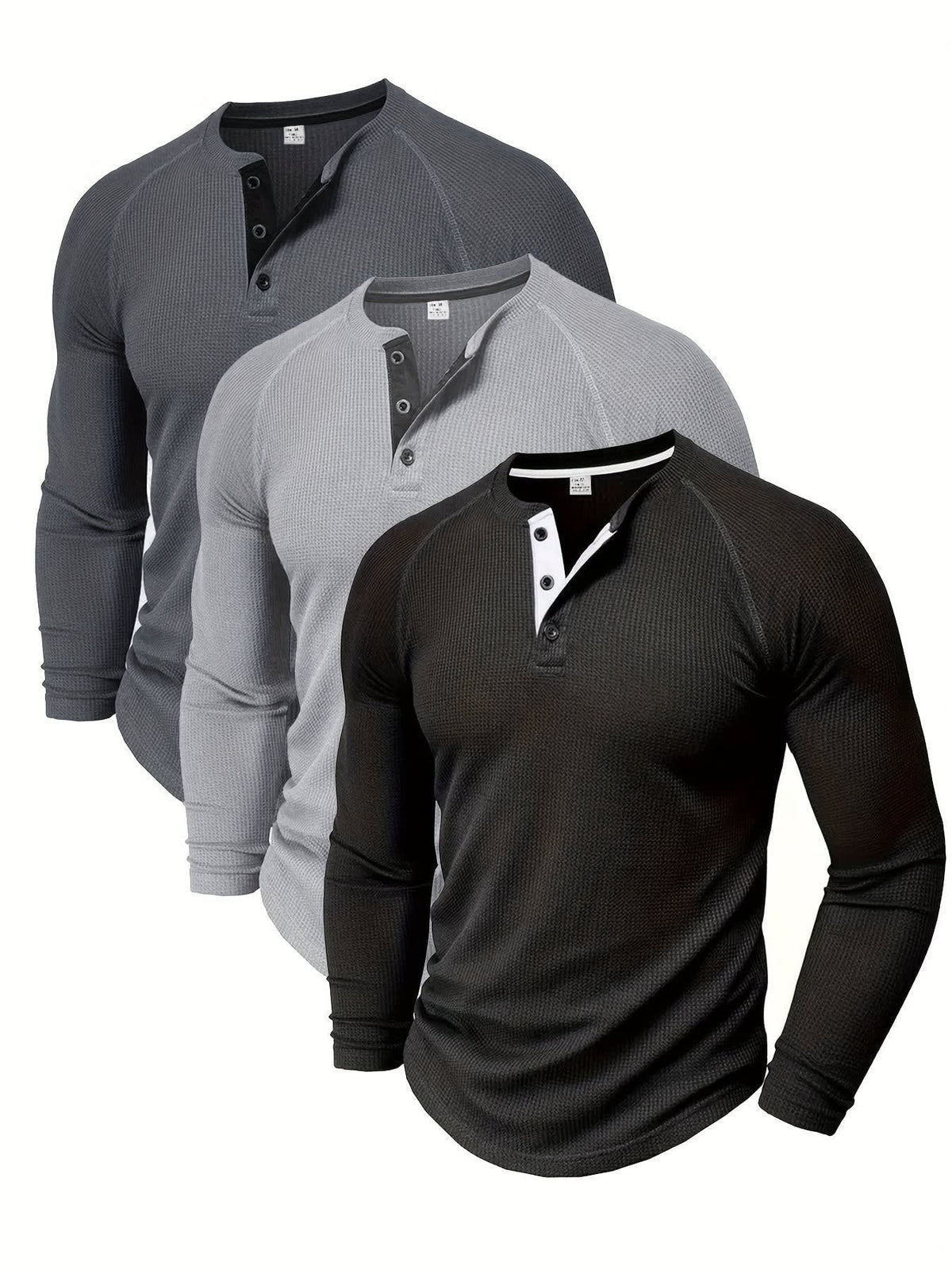 Hanley Waffle Texture Long Sleeve Henley