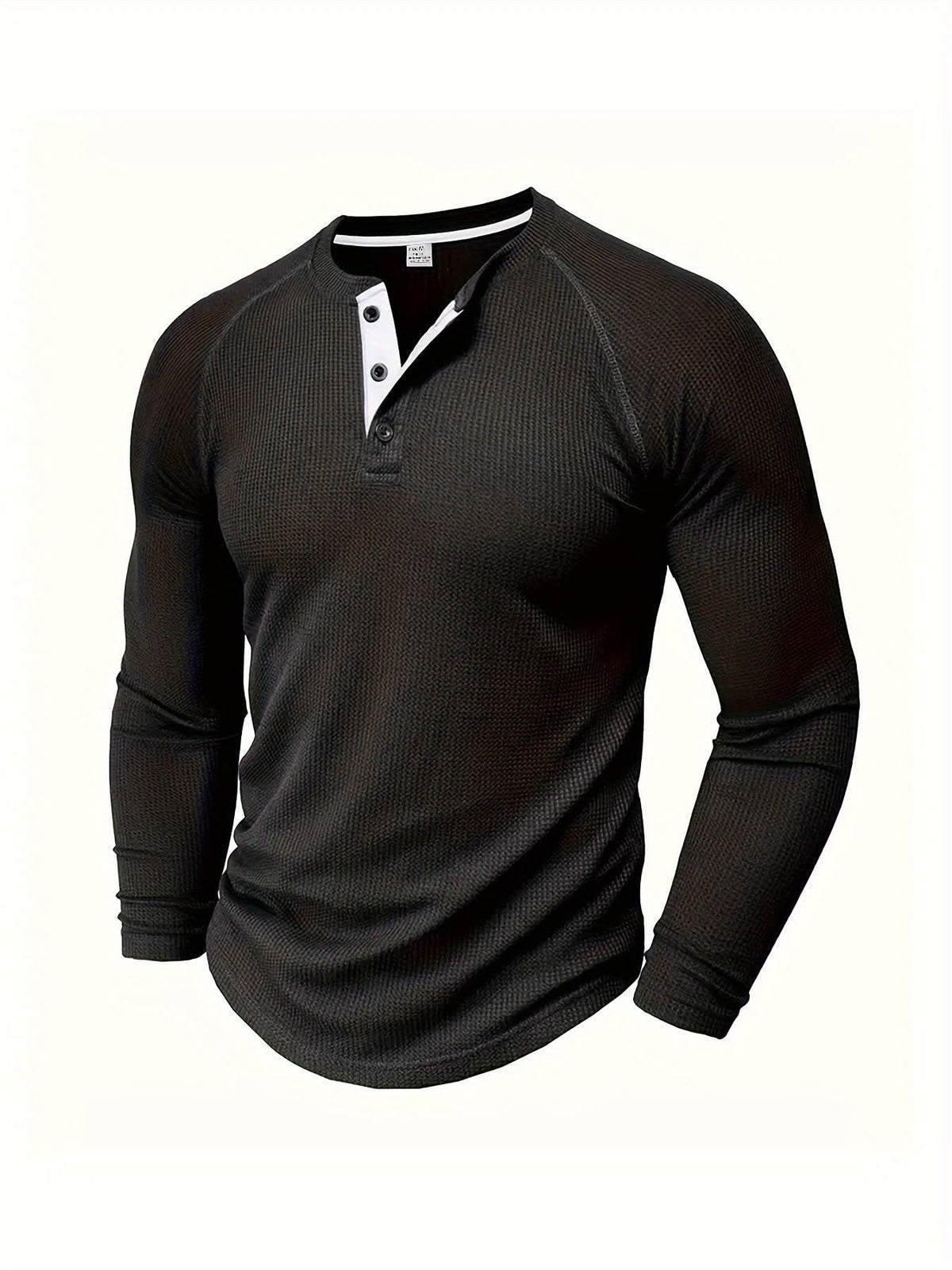 Hanley Waffle Texture Long Sleeve Henley