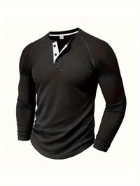 Hanley Waffle Texture Long Sleeve Henley