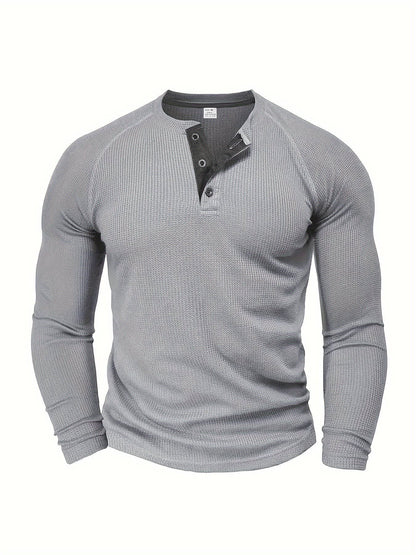 Hanley Waffle Texture Long Sleeve Henley_20