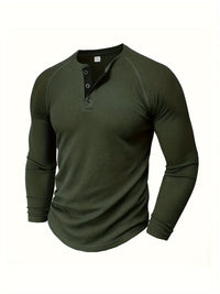 Hanley Waffle Texture Long Sleeve Henley