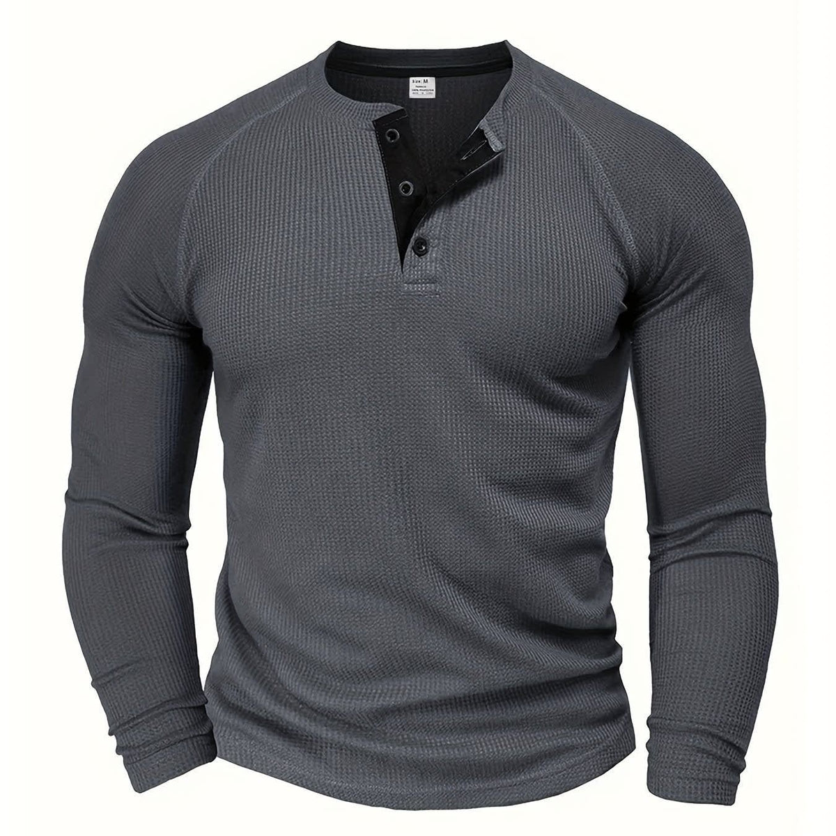 Hanley Waffle Texture Long Sleeve Henley