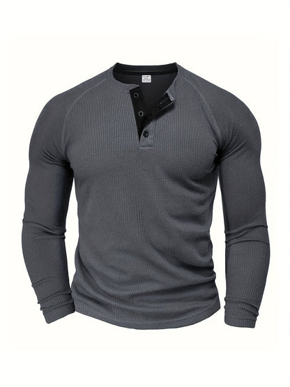 Hanley Waffle Texture Long Sleeve Henley_7