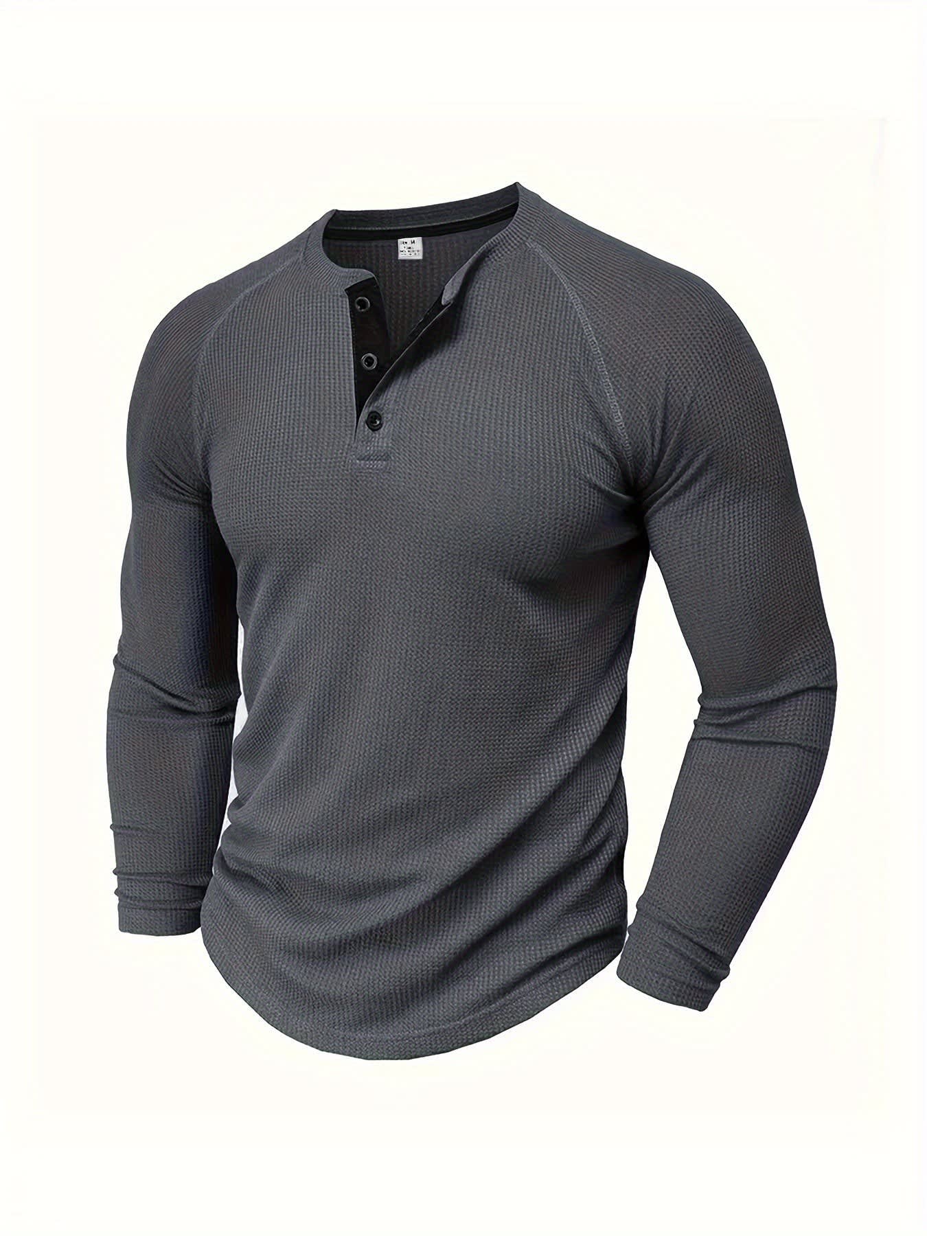 Hanley Waffle Texture Long Sleeve Henley_9