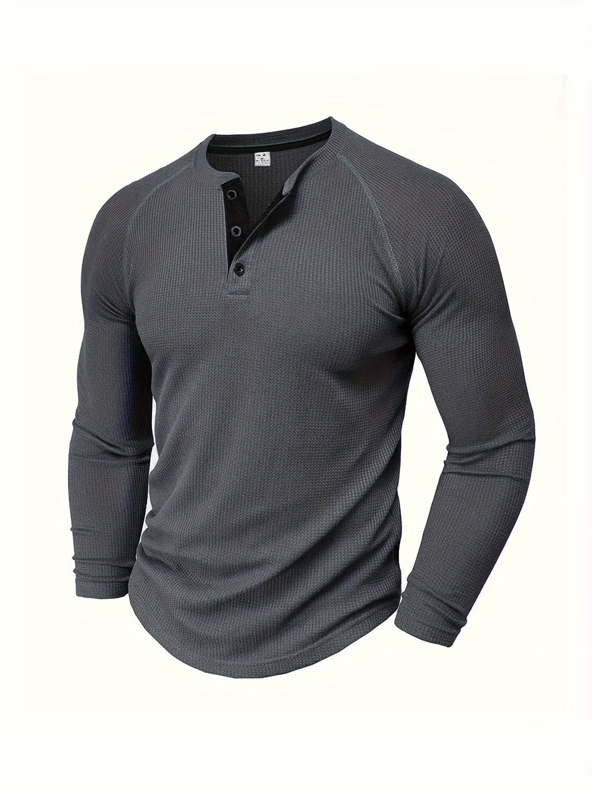 Hanley Waffle Texture Long Sleeve Henley
