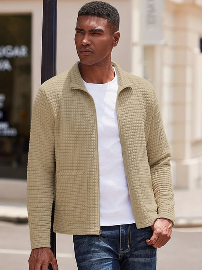 Donnelly Textured Grid Zip Up Jacket_10