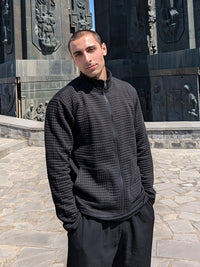 Donnelly Textured Grid Zip Up Jacket