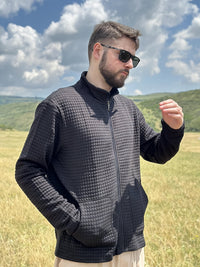 Donnelly Textured Grid Zip Up Jacket