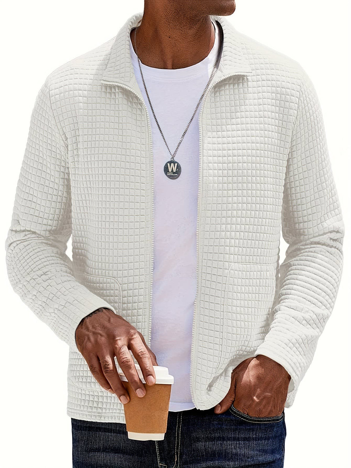Donnelly Textured Grid Zip Up Jacket