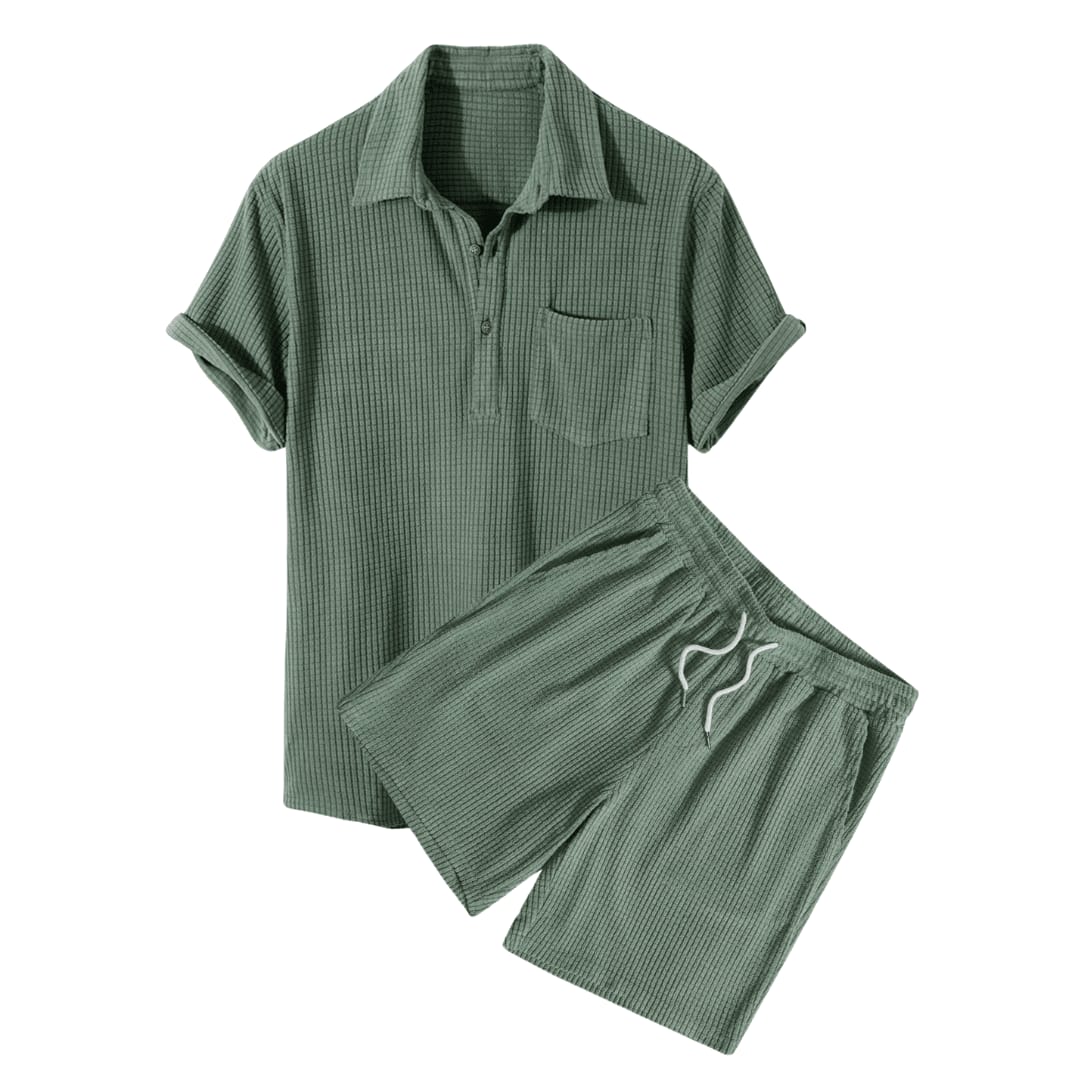 Leighton Waffle Knit Polo and Shorts Set_1