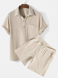 Leighton Waffle Knit Polo and Shorts Set