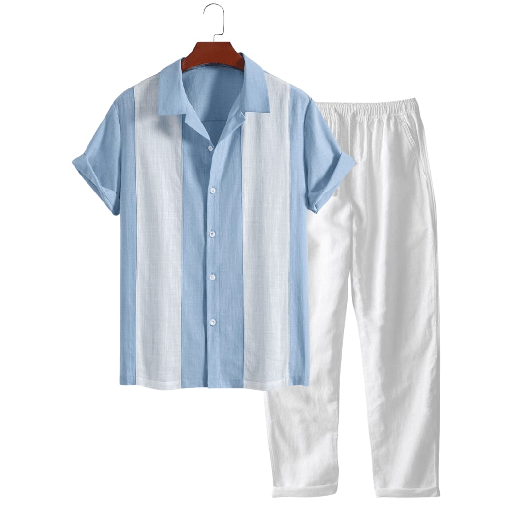 Kemp Color Block Camp Shirt and Trousers Set_1
