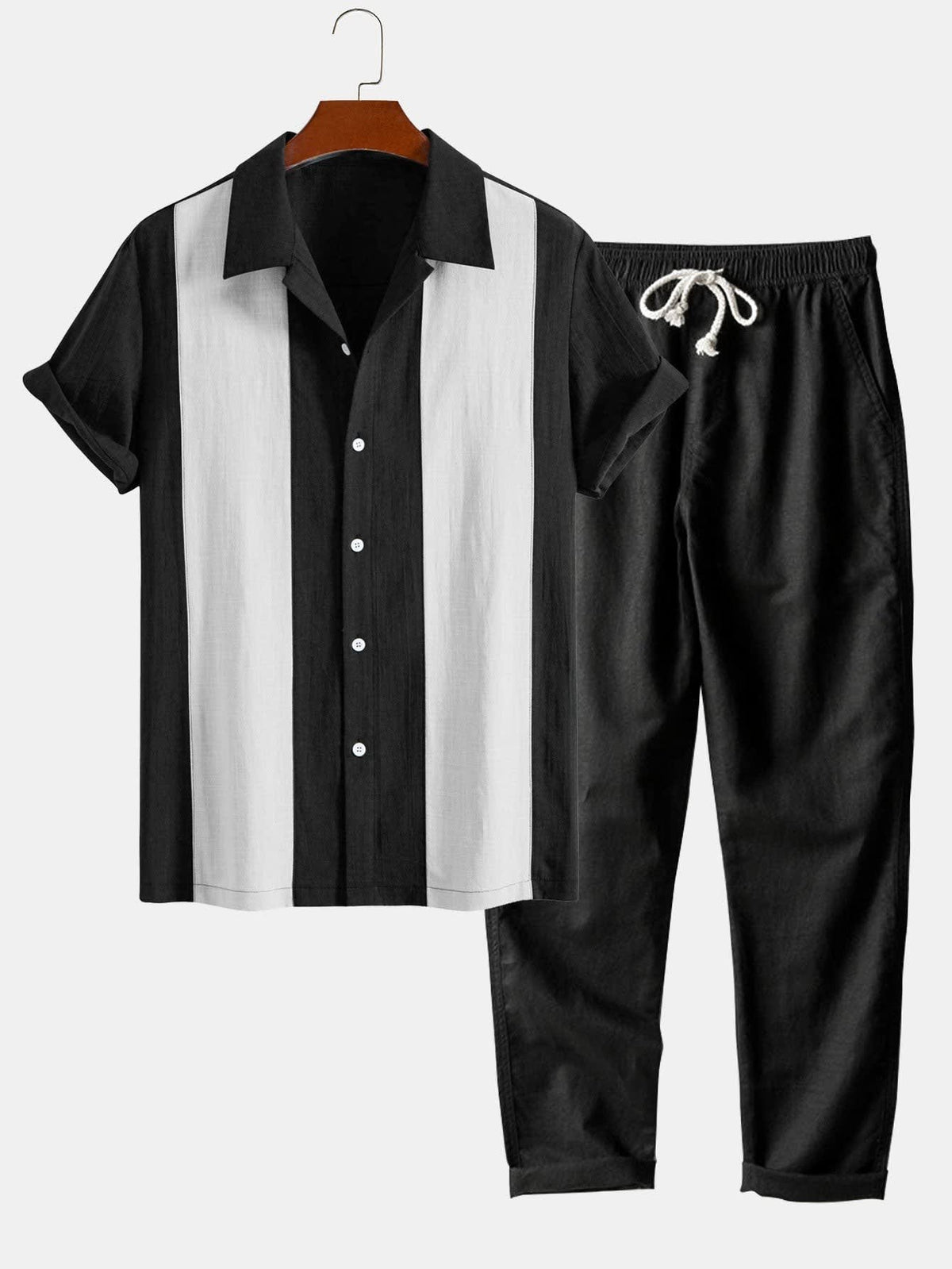 Kemp Color Block Camp Shirt and Trousers Set_3