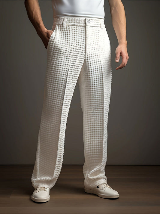 Laughlin Waffle Texture Wide Leg Trousers_1