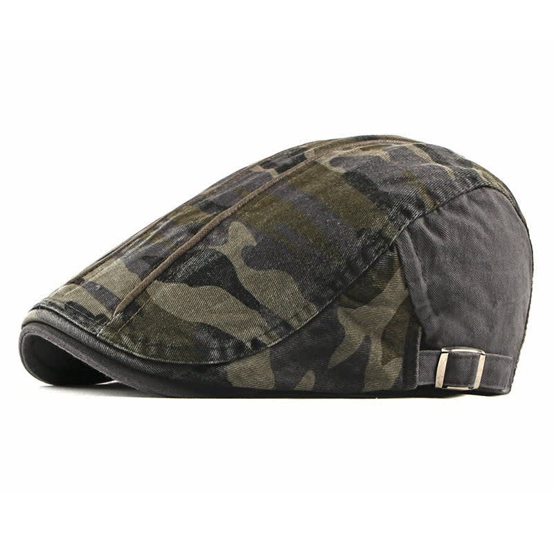 Clive Washed Camo Flat Cap