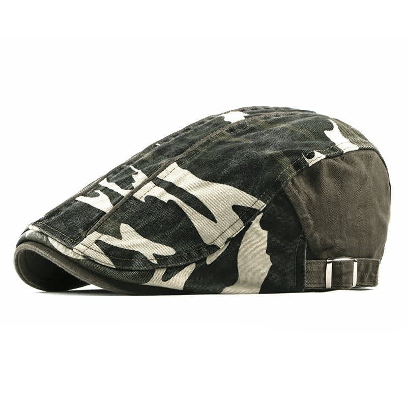 Clive Washed Camo Flat Cap