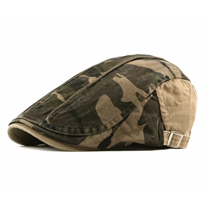 Clive Washed Camo Flat Cap