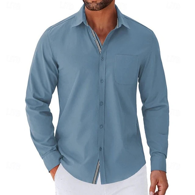 Alfred Striped Placket Long Sleeve Shirt