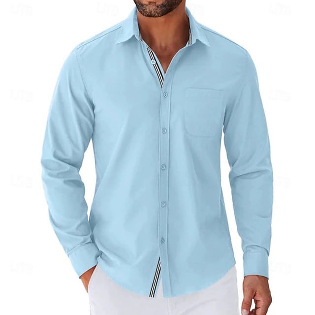 Alfred Striped Placket Long Sleeve Shirt