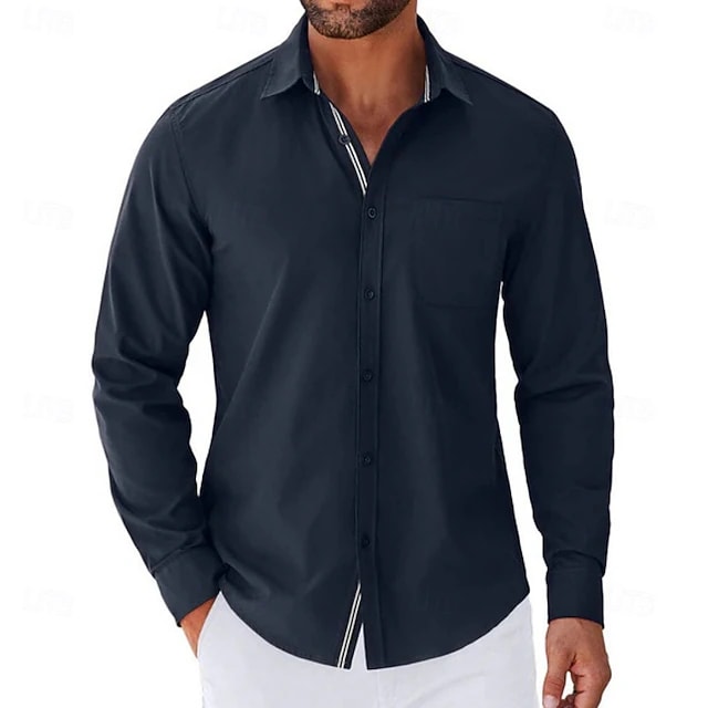 Alfred Striped Placket Long Sleeve Shirt