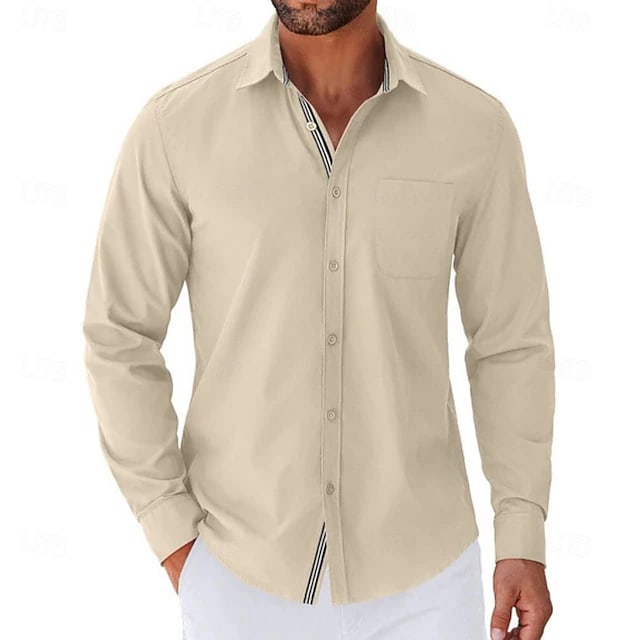 Alfred Striped Placket Long Sleeve Shirt