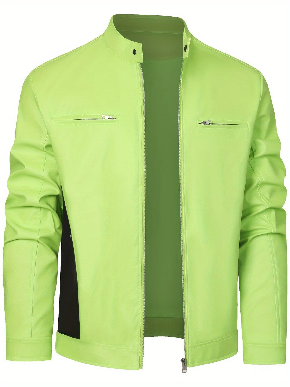 Innes Stand Collar Faux Leather Jacket