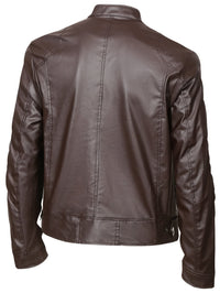 Innes Stand Collar Faux Leather Jacket