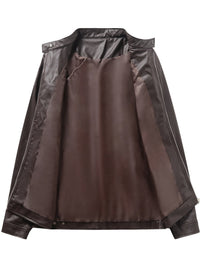 Innes Stand Collar Faux Leather Jacket