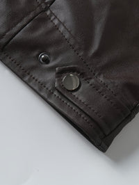 Innes Stand Collar Faux Leather Jacket