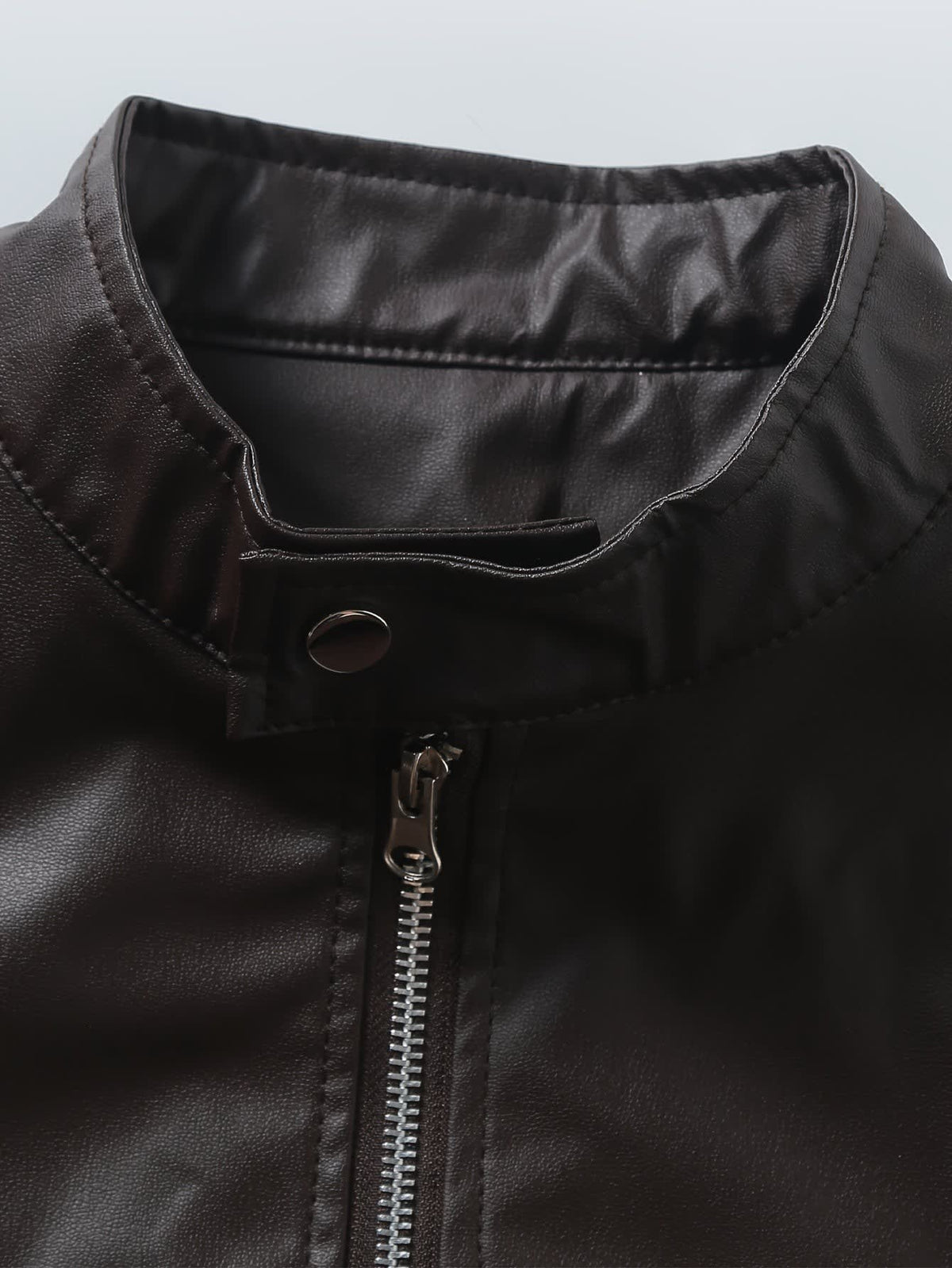 Innes Stand Collar Faux Leather Jacket