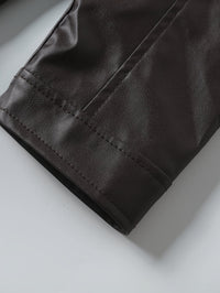 Innes Stand Collar Faux Leather Jacket