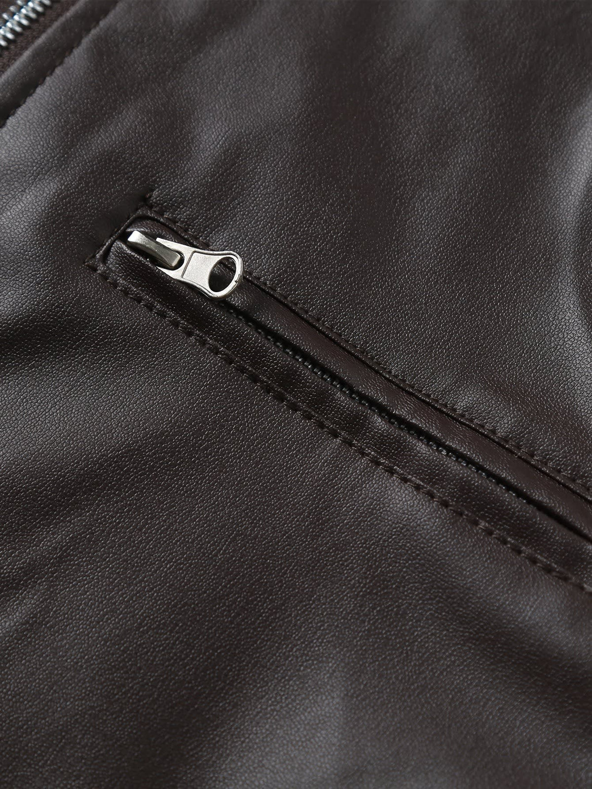 Innes Stand Collar Faux Leather Jacket
