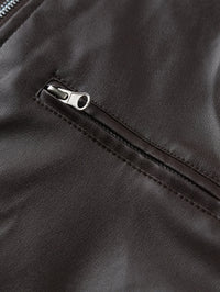 Innes Stand Collar Faux Leather Jacket