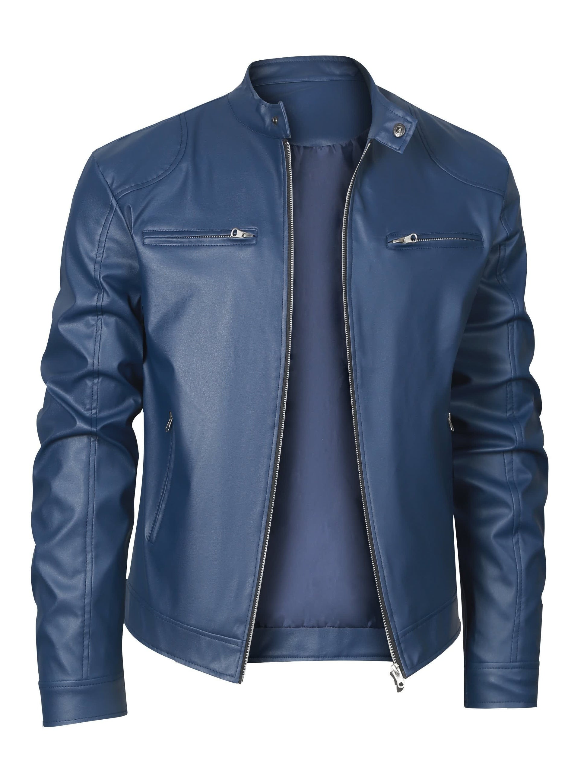 Innes Stand Collar Faux Leather Jacket_2