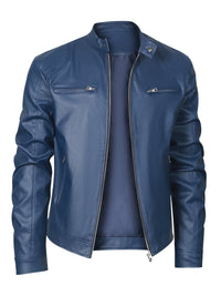 Innes Stand Collar Faux Leather Jacket