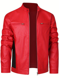 Innes Stand Collar Faux Leather Jacket