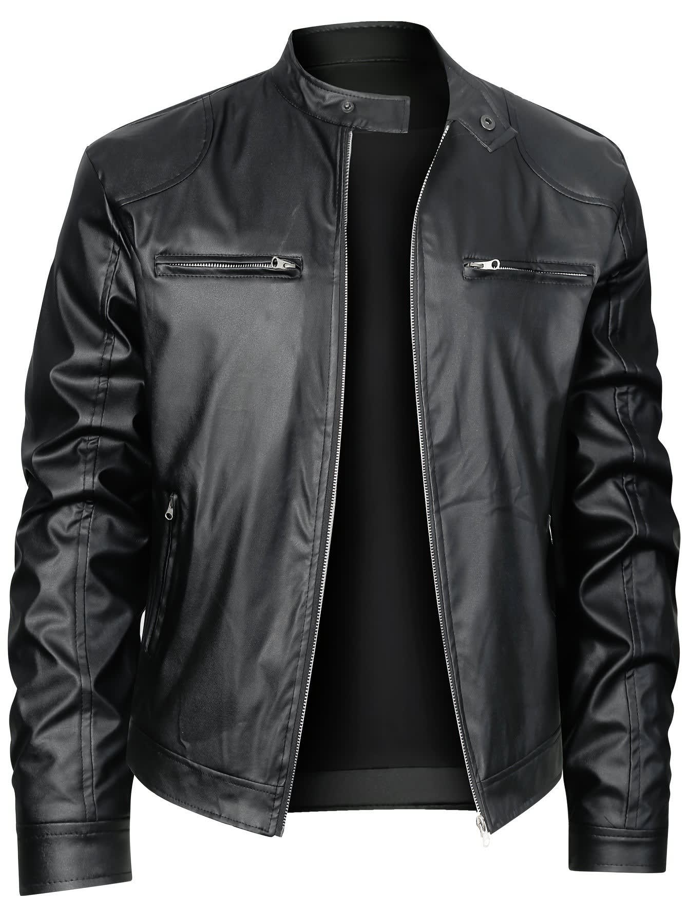 Innes Stand Collar Faux Leather Jacket_6