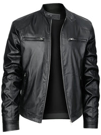 Innes Stand Collar Faux Leather Jacket