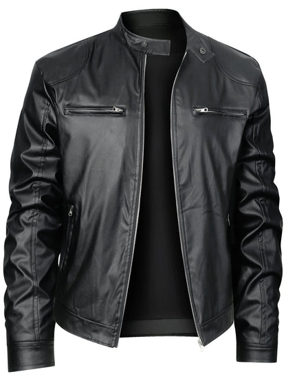 Innes Stand Collar Faux Leather Jacket_6