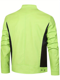 Innes Stand Collar Faux Leather Jacket