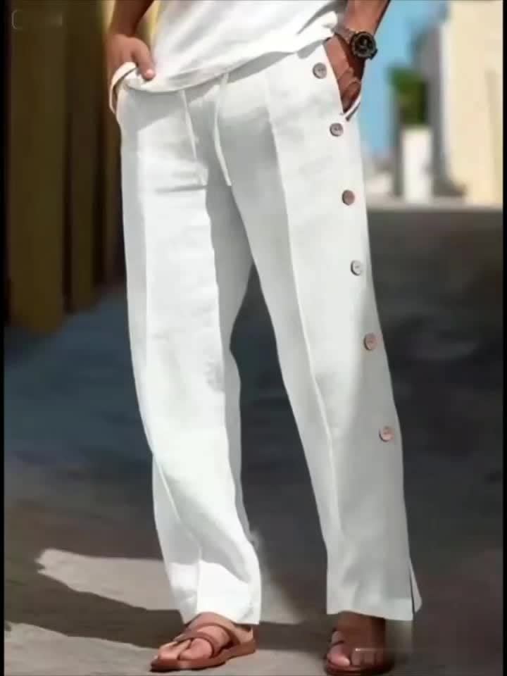 Warren Side Button Drawstring Trousers_11