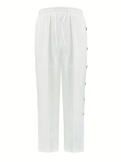 Warren Side Button Drawstring Trousers_3