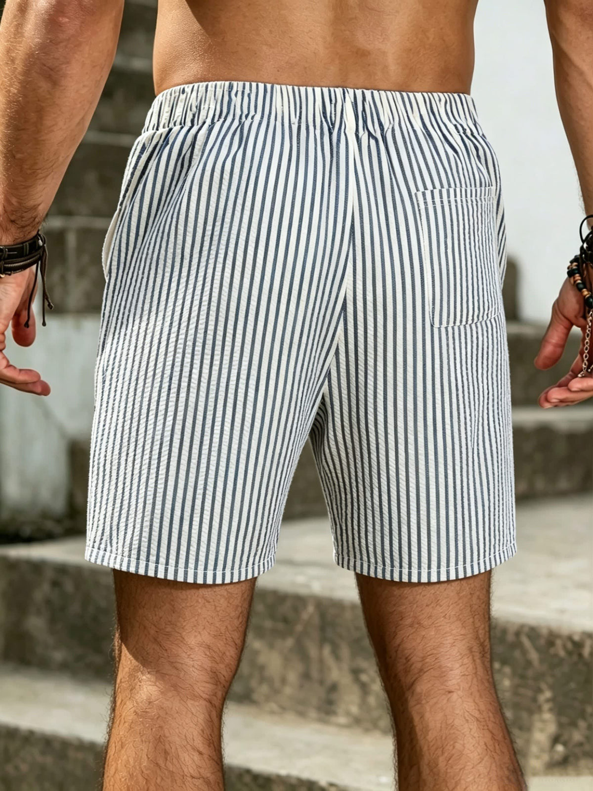 Bjorn Seersucker Stripe Drawstring Shorts