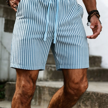Bjorn Seersucker Stripe Drawstring Shorts_2